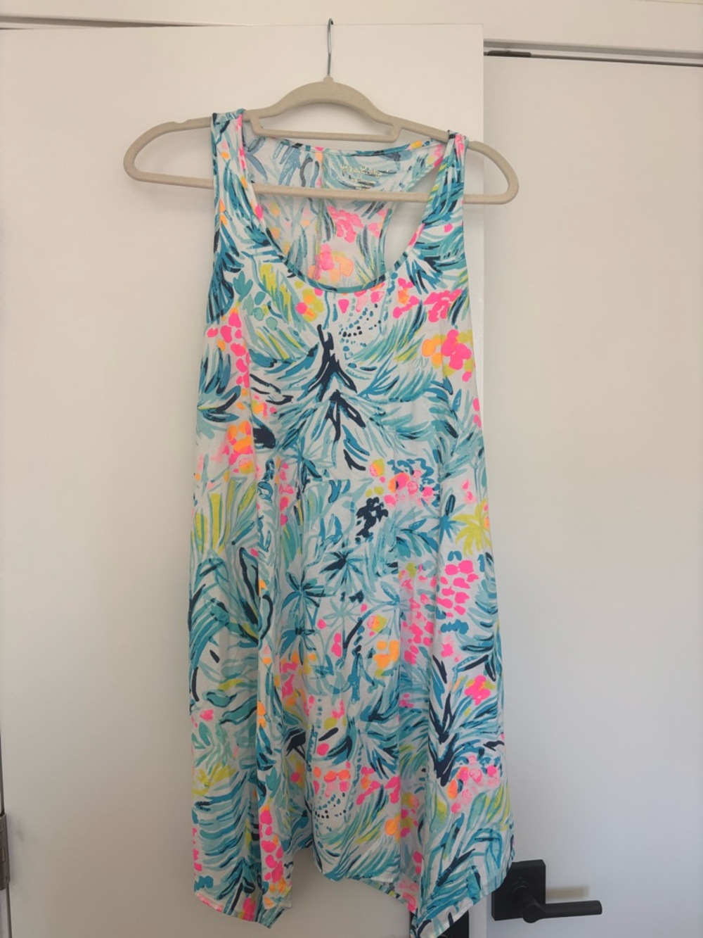 Lilly Pulitzer Sleeveless Floral Sun Dress in Aqua, Pink & Yellow